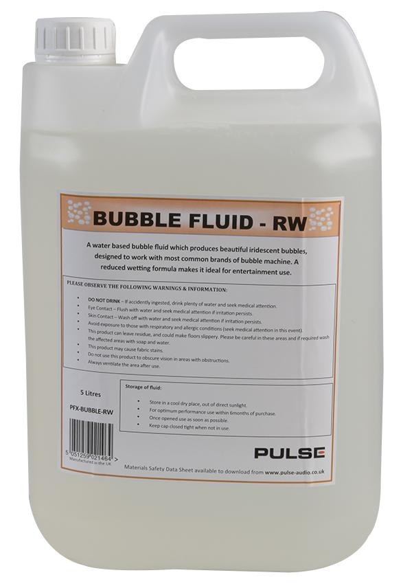 Pulse Pfx-Bubble-Rw Bubble Fluid, Reduced Wetting, 5Ltr