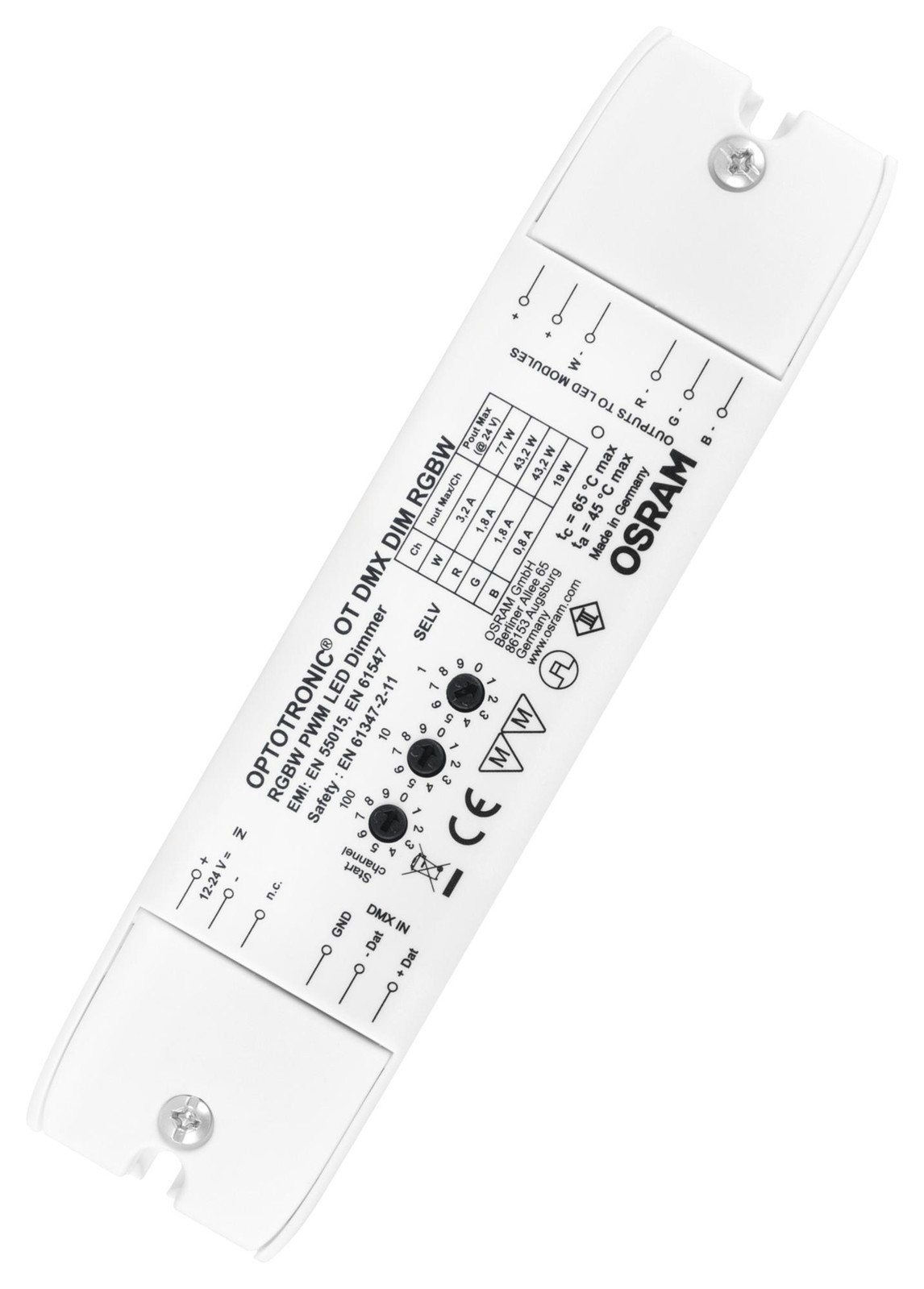 Osram Ot-Dmx-Rgbw-Dim Led Driver, Dc/dc, Cv, Pwm, 182W