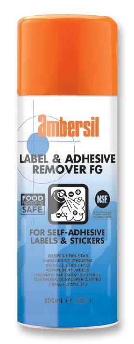 Ambersil Label & Adhesive Remover Fg , 200Ml Cleaner, Adhesive Remover, Aerosol/200Ml