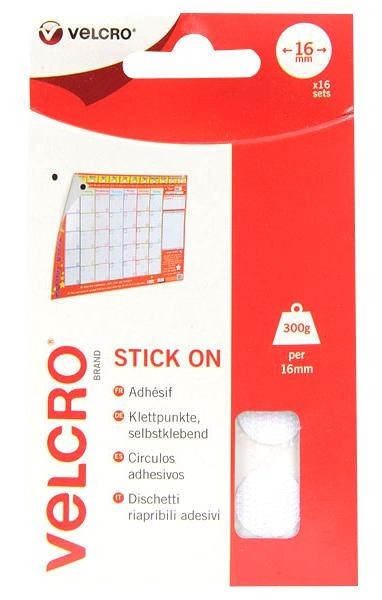 Velcro 60227 Stick On Coins 16mm White (16Sets)