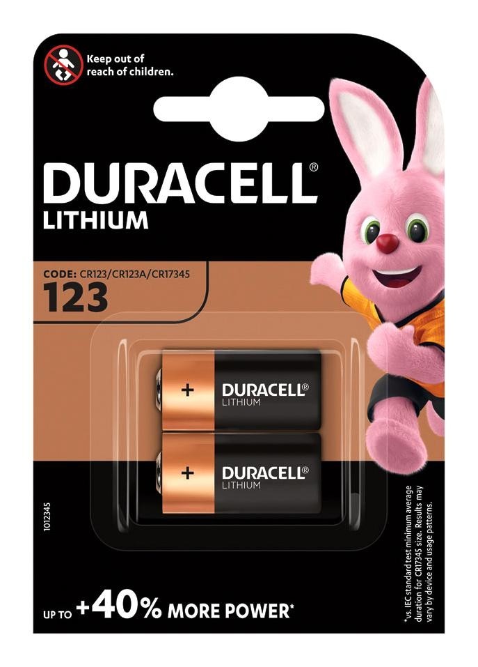 Duracell Dl123A P2 Battery, Lithium Manganese Dioxide, 3.3V