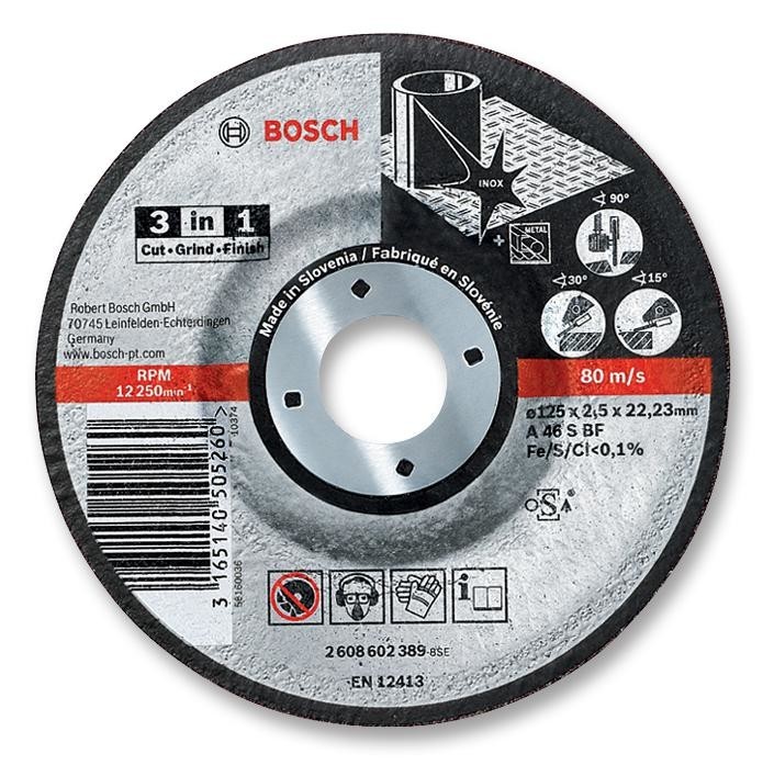 Bosch 2608602389 Grinding Disc, Inox 125X2.5X22.23mm