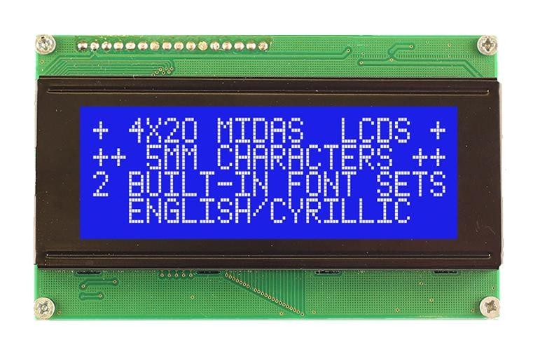 Midas Displays Mc42005A6Wr-Bnmlw-V2 Lcd Mod, Cob, Blue Stn, 20X4, Parallel