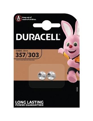 Duracell D357H Battery, Silver Oxide Button Cell, Pk2