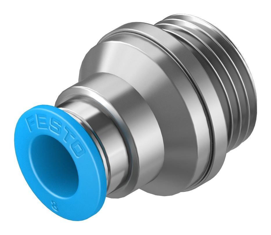 Festo Qs-G3/8-8-I Push-In Fitting, 8mm, G3/8, 19mm