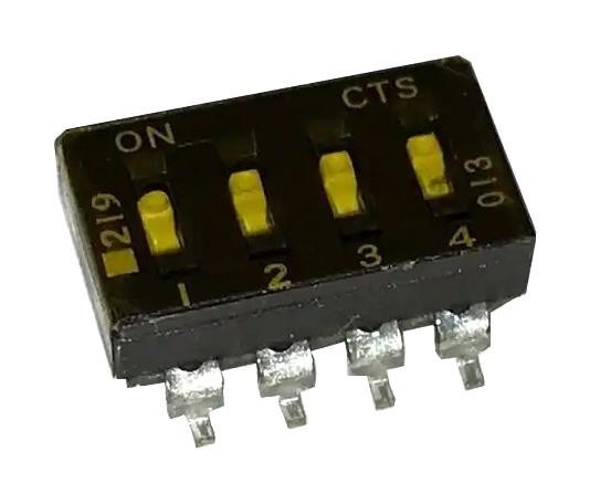 Cts 219-4Lpstf Dip Switch, 0.1A, 50Vdc, 4Pos, Smd