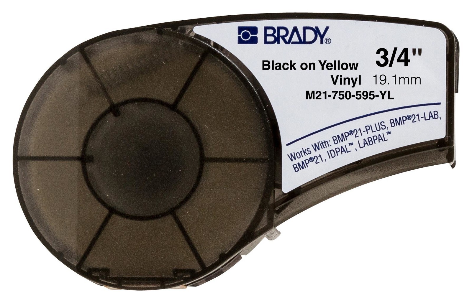 Brady M21-750-595-Yl Tape, 19.05mm x 6.4M, Vinyl Film, Blk/yel