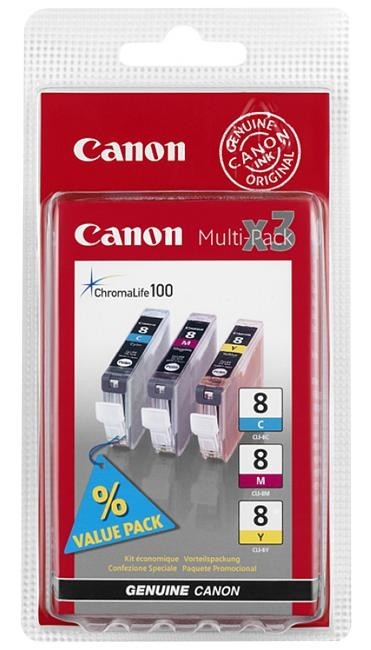 Canon 0621B029 Ink Cart, Cli-8, 3 Colour Multipack