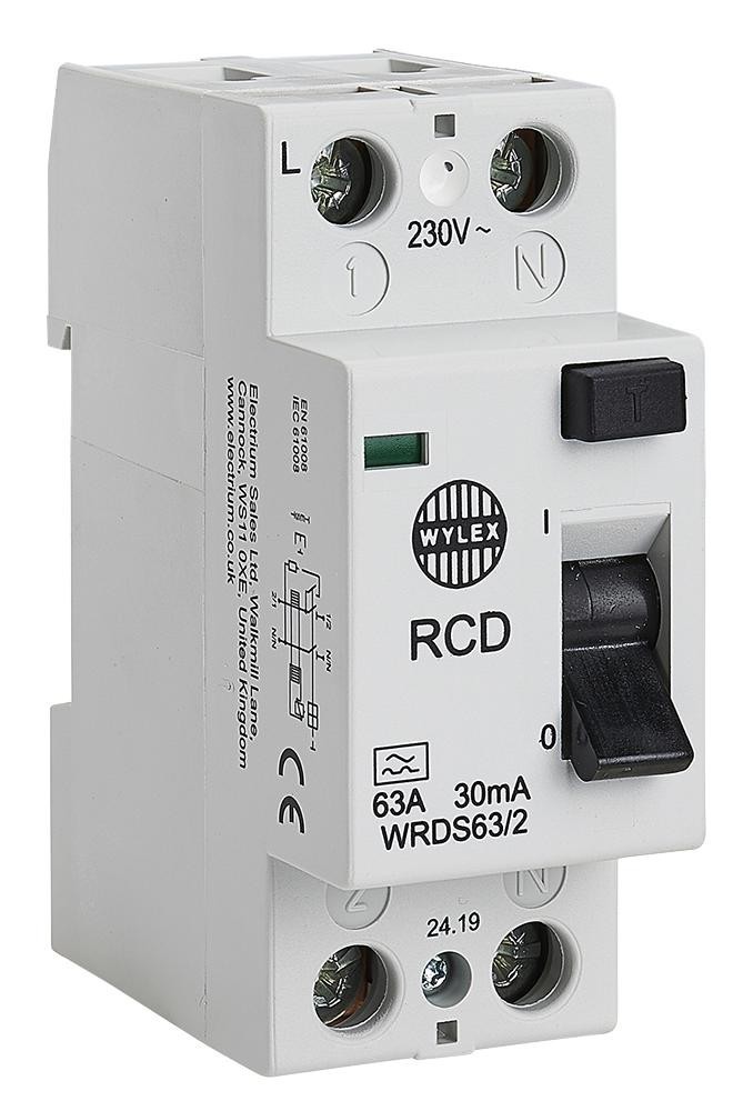 Wylex Wrds63/2 2P 30Ma 63A Dc Type A Rcd