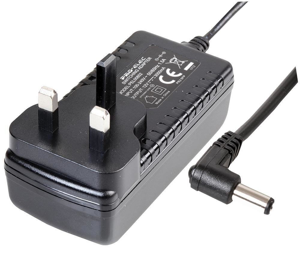 Pro Elec Pel00853 Ac-Dc Psu 12V 3A 2.1mm Ra Dc Plug