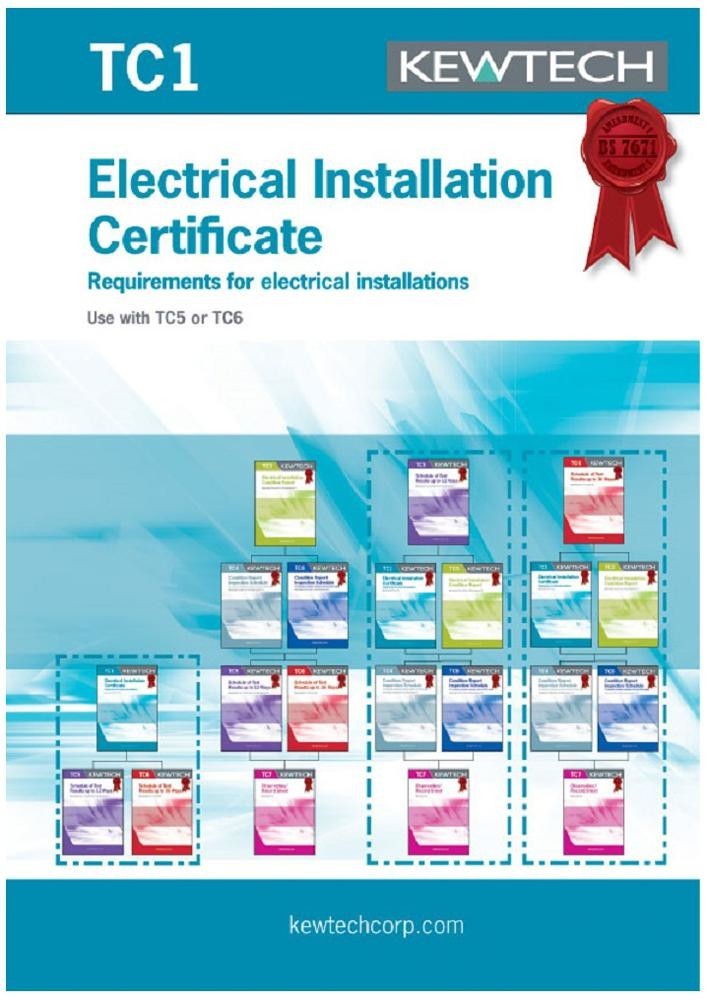 Kewtech Tc1 Test Certificates, Installations To 100A