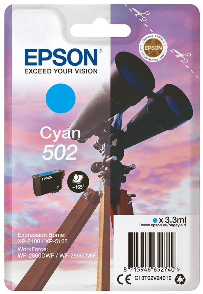 Epson C13T02V24010 Ink Cartridge, T02V2, Cyan, Epson