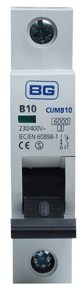 Bg Electrical Cumb10-01 10A Type B Mcb, Single Pole, 6Ka