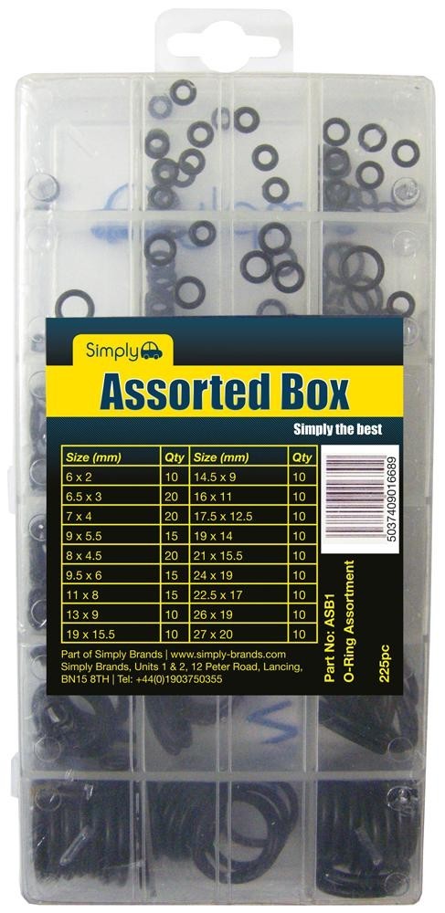 Simply Asb1 O Rings 225Pc Assorted Box