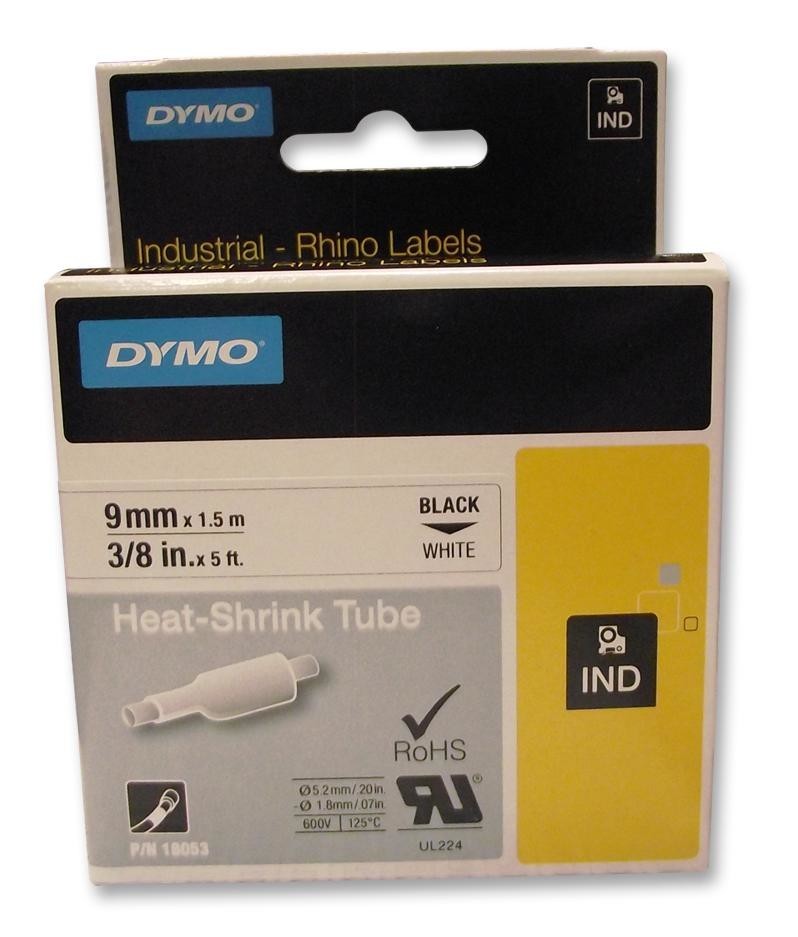 Dymo 18053 Tubing, Heat Shrink, 9mm x 1.5M, White