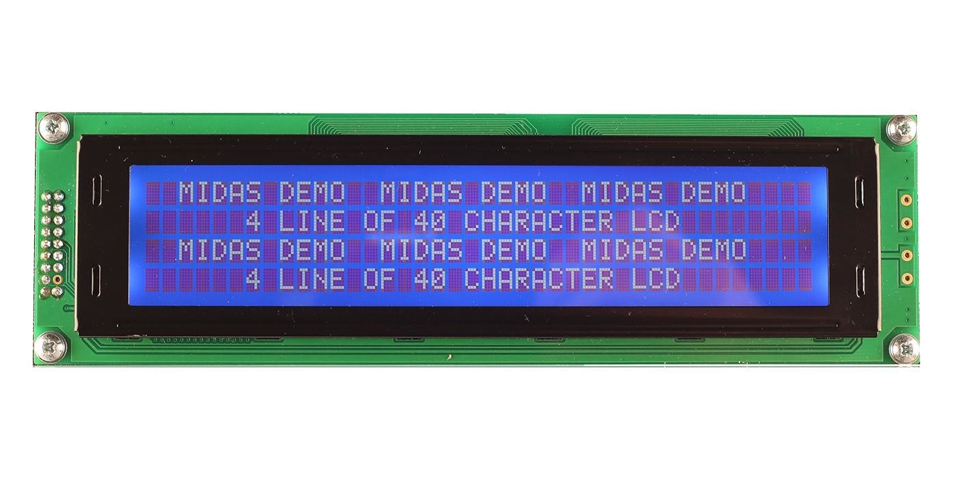 Midas Displays Mc44005A6W-Bnmlw3.3-V2 Lcd Display, Cob, 40 X 4, Blue Stn, 3.3V