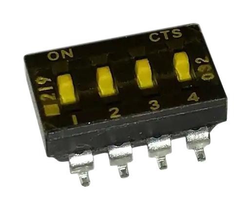 Cts 219-4Mstr Dip Switch, 0.1A, 50Vdc, 4Pos, Smd
