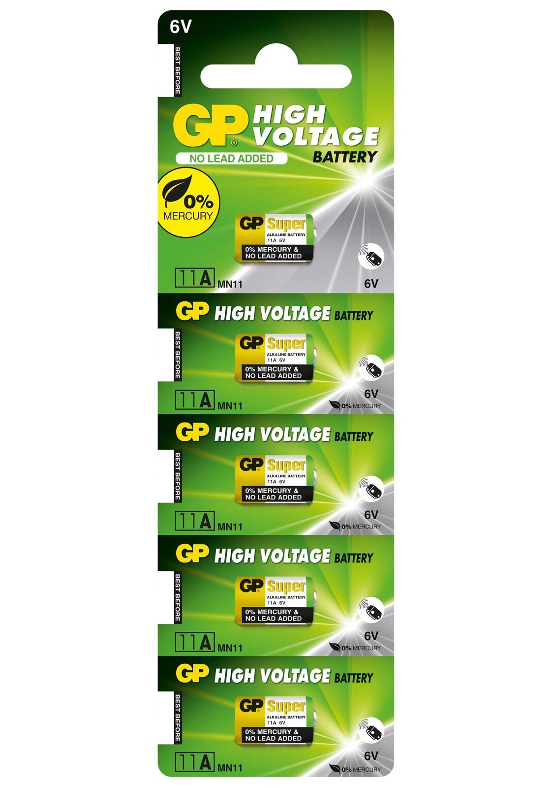 Gp Batteries Gppba11Af003 Battery, Alkaline, 6V, A11, Pk5