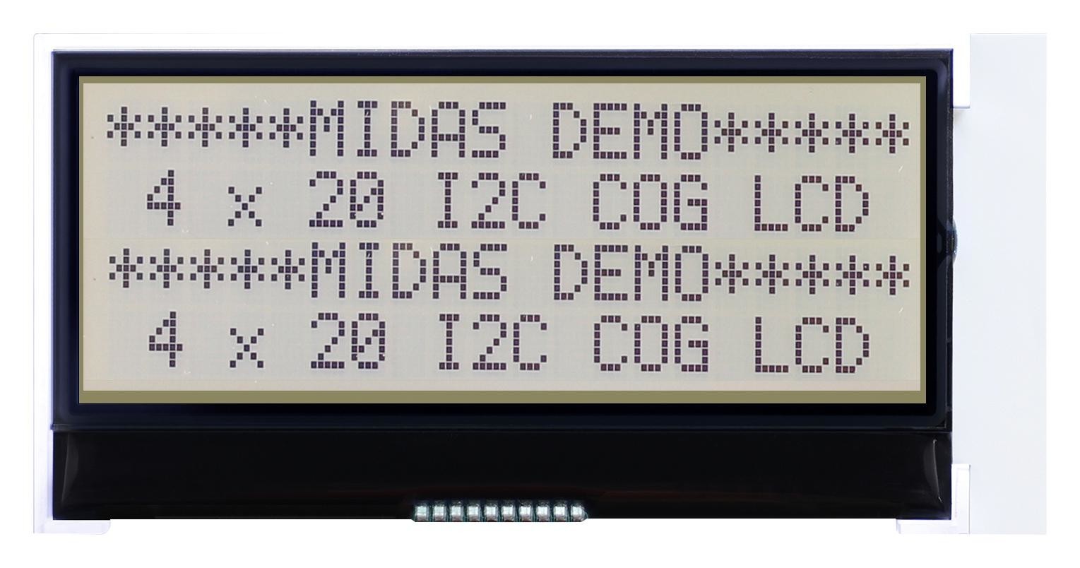 Midas Displays Mccog42005A6W-Fptlwi-V2 Lcd Module, 20 X 4, Cog, 4.67mm, Fstn