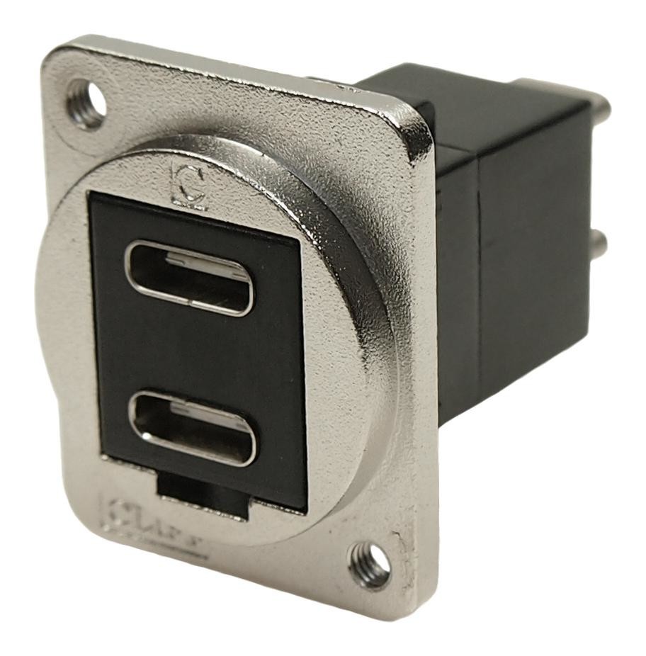 Cliff Electronic Components Cp30212M3 Dual Usb Adapter, Type C Rcpt-Plug