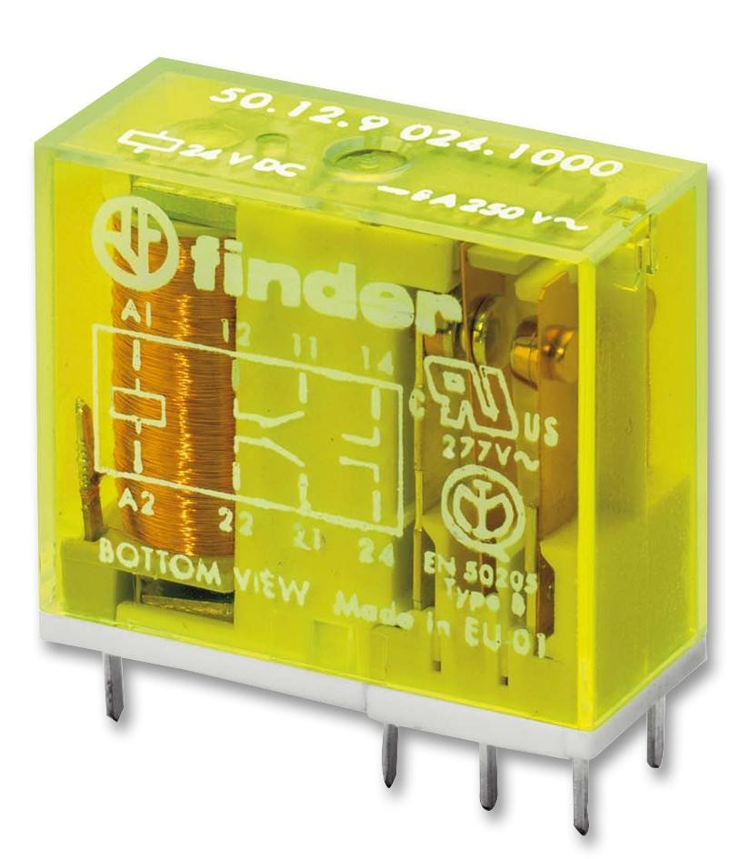 Finder Relays Relays 50.12.9.005.1000 Relay, Safety, Dpdt, 250Vac, 8A