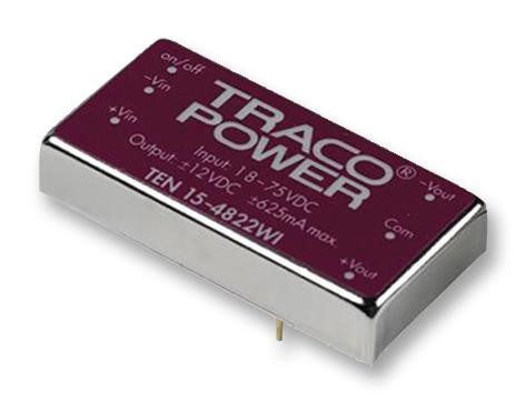 TRACO Power Ten 15-4812Wi Converter, Dc/dc, 15W, 12V/1.3A