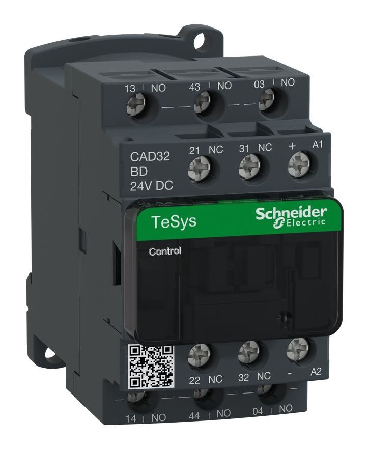 Schneider Electric Cad32Bd Relay, 3No, 2Nc, 600Vac, 10A