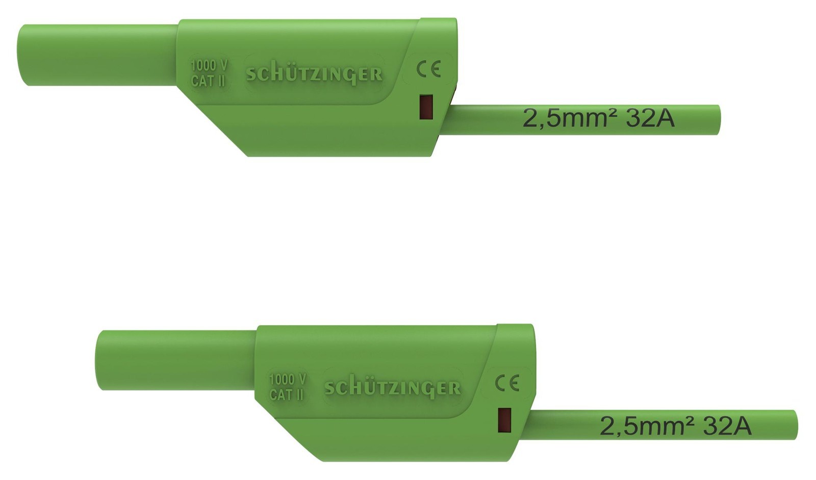Schutzinger Di Vsfk 8500 / 2.5 / 100 / Gn 4mm Banana Plug-Sq, Shrouded, Green, 1M