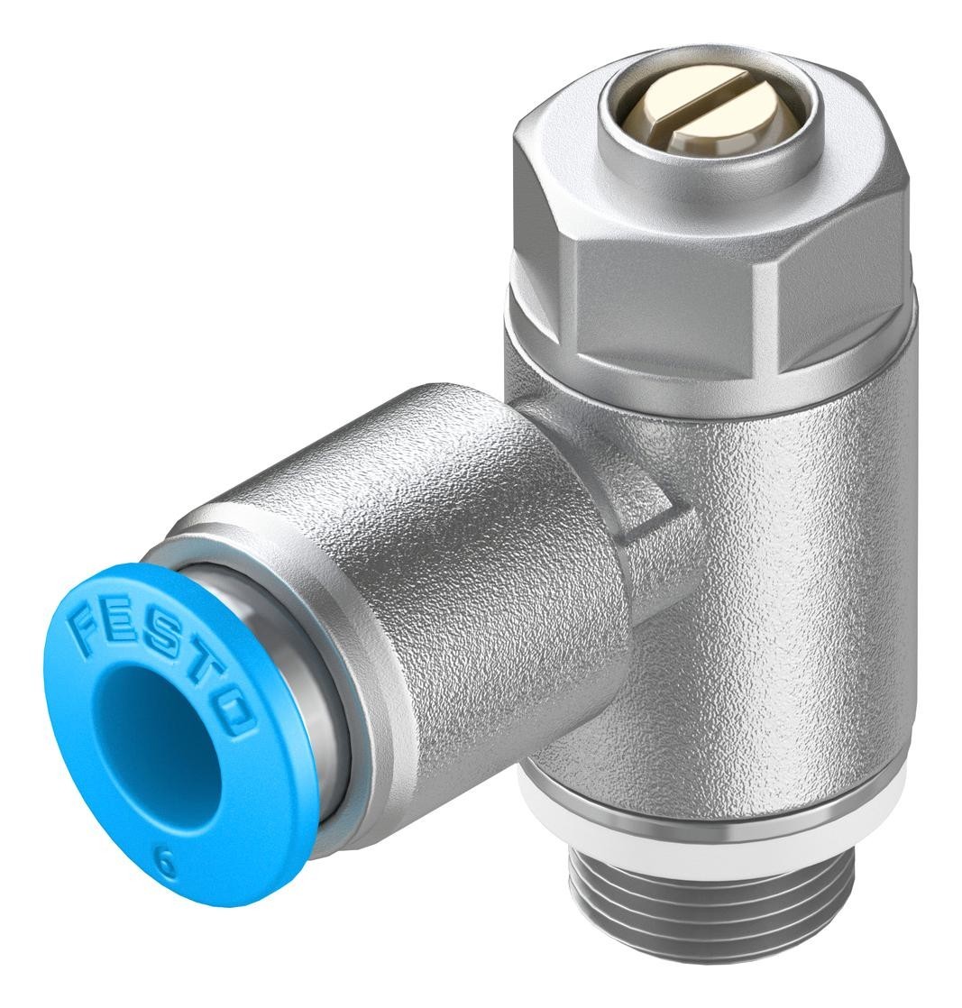 Festo Grla-1/8-Qs-6-D 1-Way Flow Ctrl Valve, Qs-6-G1/8, 10Bar