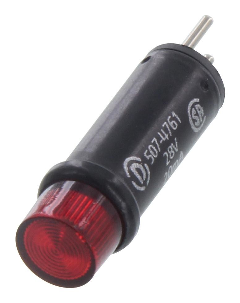 Dialight 507-4761-3331-500F. Panel Mount Indicator, Led, 30.15mm, Red, 28V