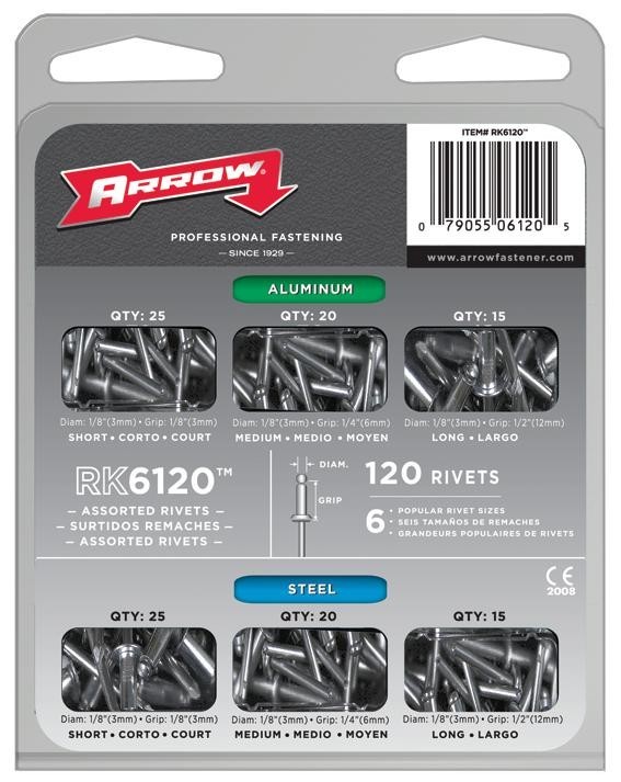 Arrow Fastener Rk6120 Ass Pop Rivets (120)