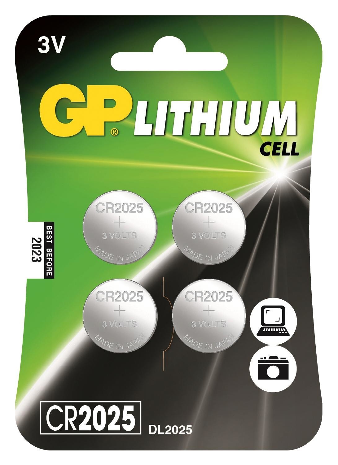 Gp Batteries Gppbl2025154 Battery, Lithium, 3V, 160Mah, Pk4