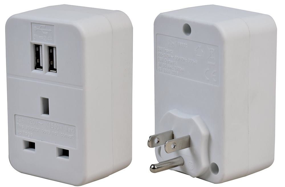 Pro Elec Pel00960 Travel Adaptor Us With Twin Usb