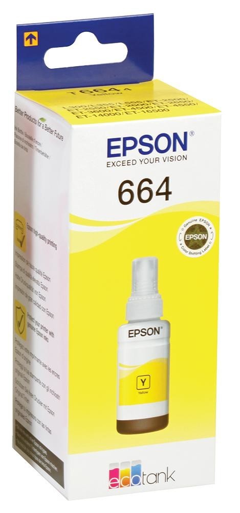 Epson C13T664440 Ink Cart, T6644 Ecotank Refill, Yellow
