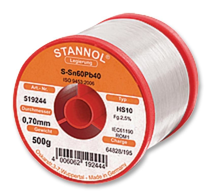 Stannol Hs10 2510 0,7mm 500G Solder Wire, 362Flux, 0.71mm, 500G