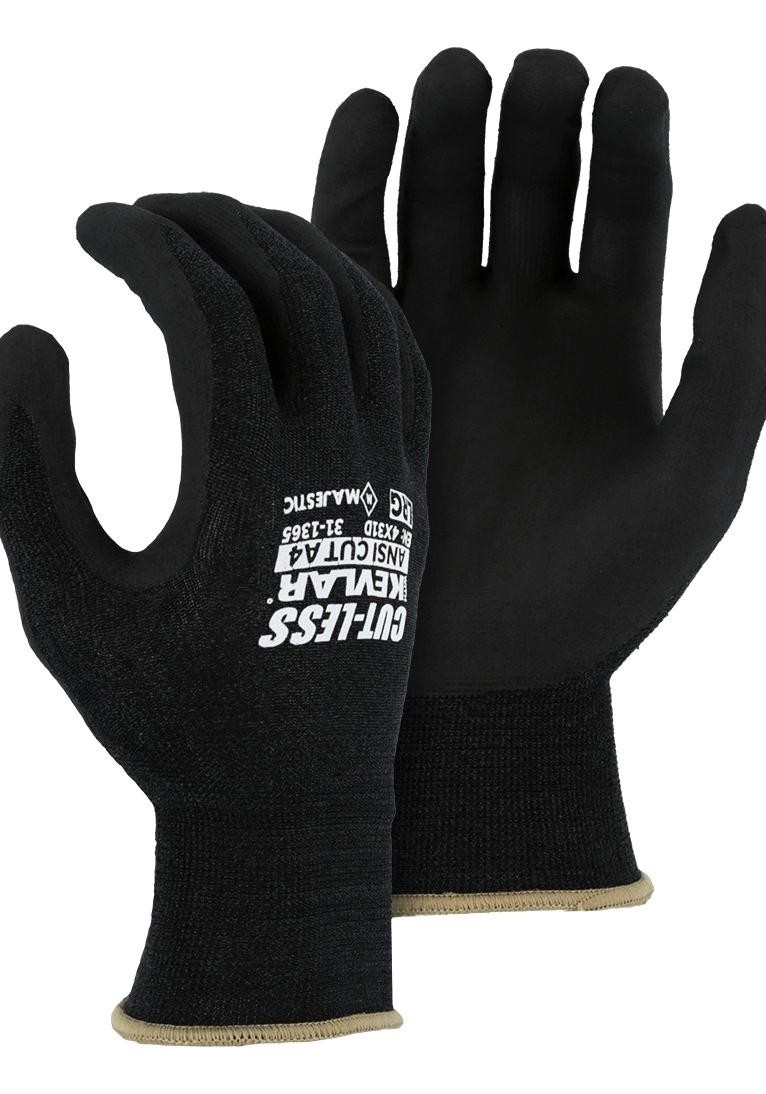 Majestic 31-1365/x1 Glove, Knit Wrist, Kevlar, Black, Xl