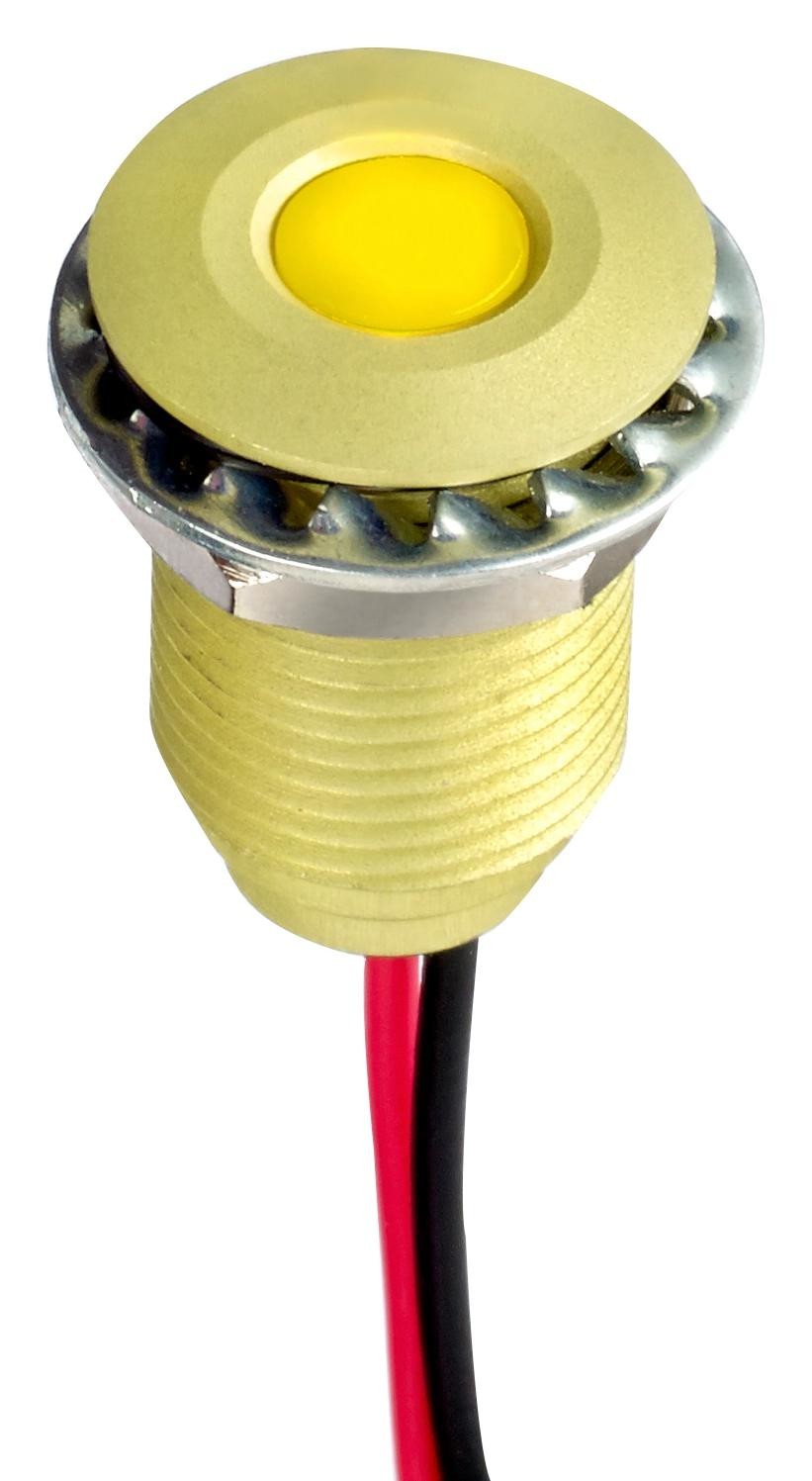 APEM Q10F5Ayxxy12E Led Panel Indicator, Yellow, 10mm, 12Vdc