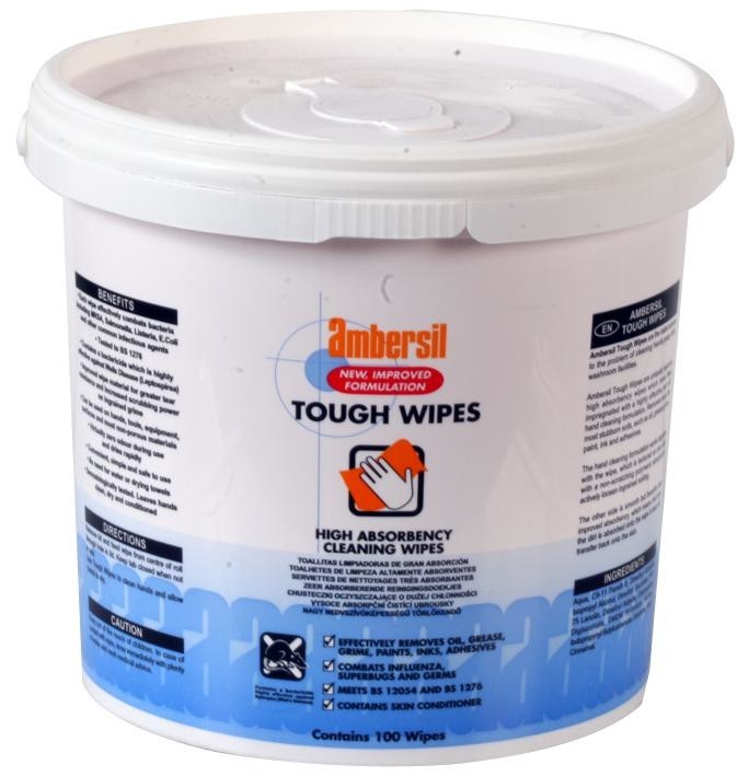 Ambersil Tough Wipe 100 Wipe Tub, 100/tub Cleaner, Tough Wipes, 100