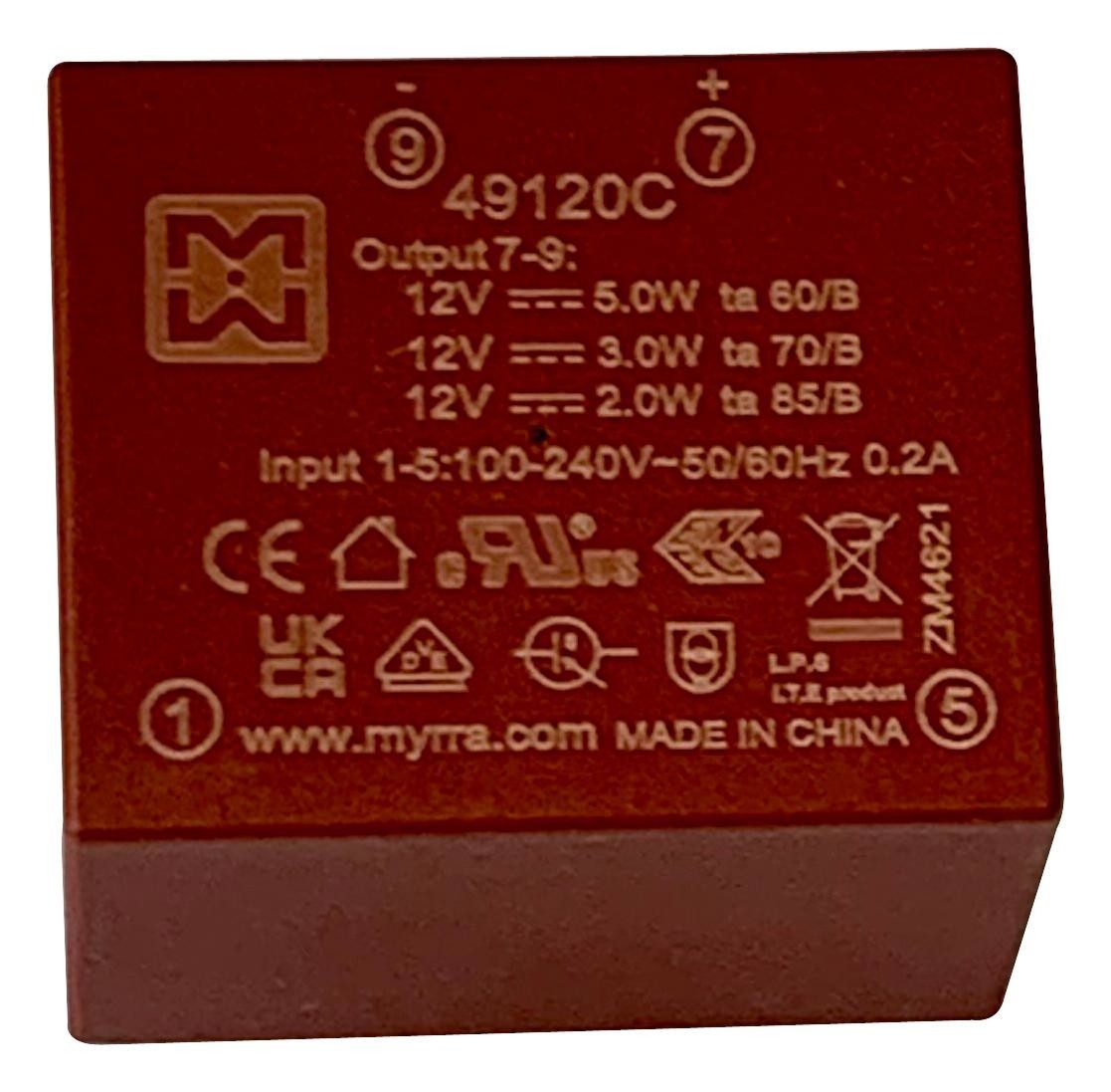 Myrra 49120C Power Supply, Ac-Dc, 12V, 0.42A