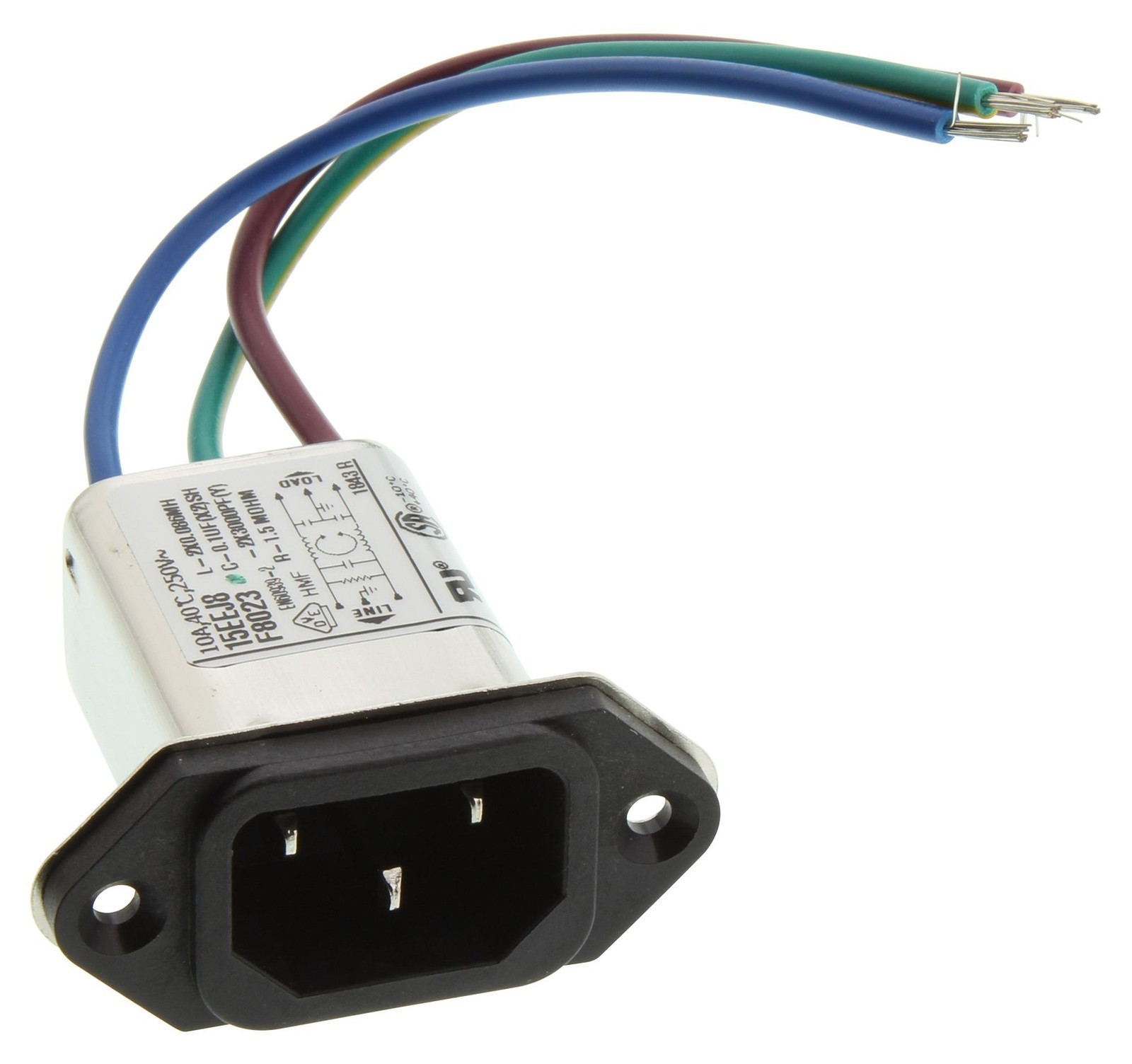 Corcom / Te Connectivity 15Eej8 Power Inlet Filter, Emi, 15A, 250Vac