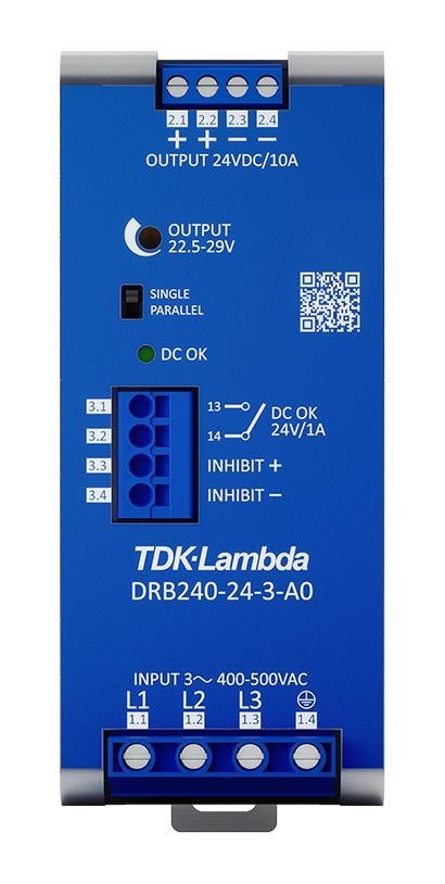 TDK-Lambda Drb240-24-3-A0 Power Supply, Ac-Dc, 24V, 10A