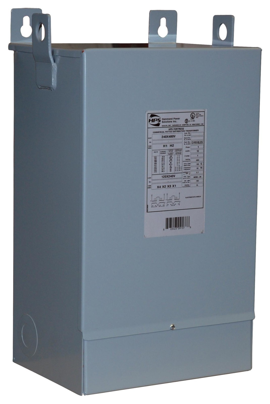 Hammond Power Solutions C1F010Les Wall Mount Transformer Type: EnCapacitorsulated Isolation