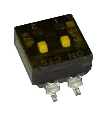 Cts 219-2Mstr Dip Switch, Spst, 0.1A, 50Vdc, 2 Pos/smd