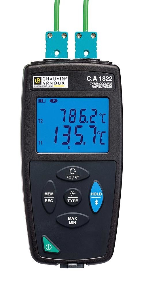 Chauvin Arnoux P01654822 Thermocouple Thermometer, 2Ch, 1767Deg C