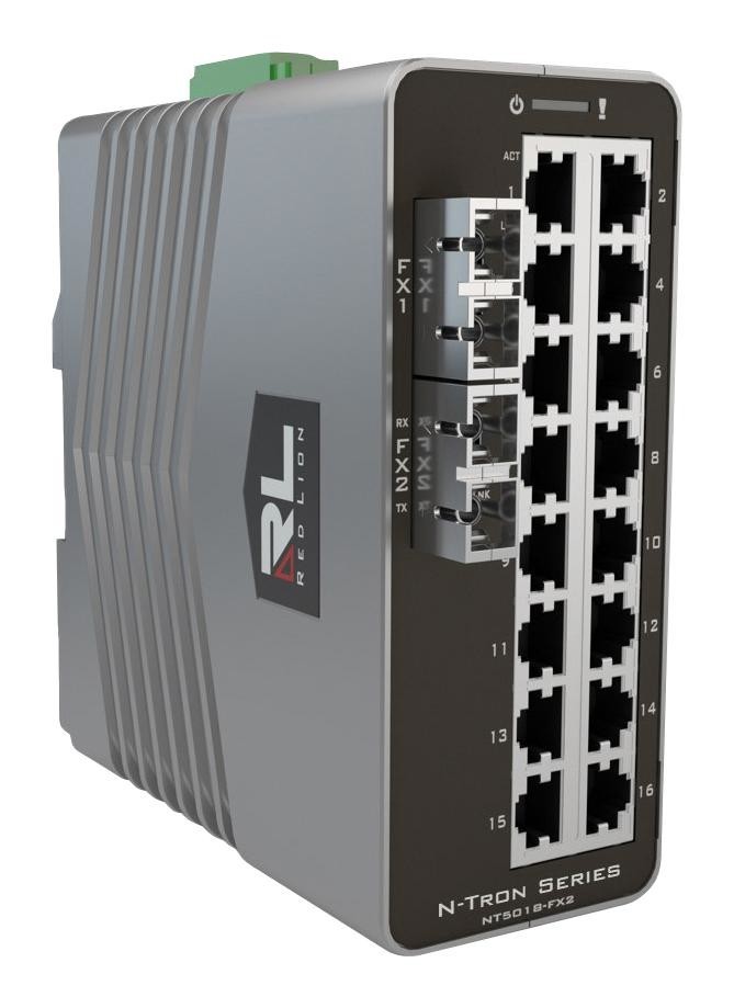 Red Lion Controls Nt-5018-Fx2-St15 Ethernet Switch, Vdc, 18 Port, 15Km