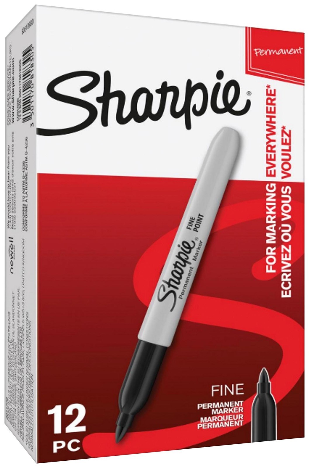 Sharpie S0810930 Marker Fine Tip, Black, 12Pk