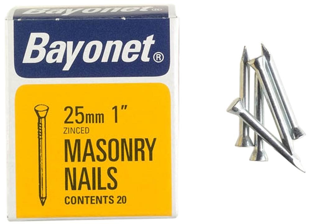 Challenge 12204 Masonry Nails Zinc Plated, 25mm (Pk36)