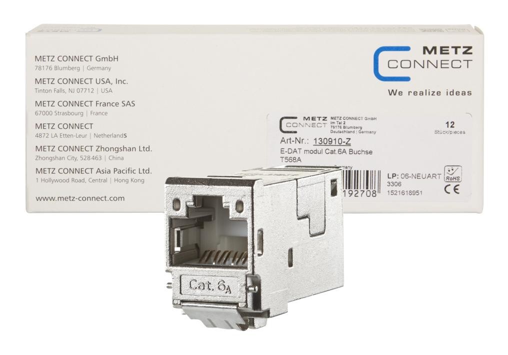 METZ CONNECTorect 130910-Z Modular Connector, 8P8C, Rj45 Jack, Cat6A