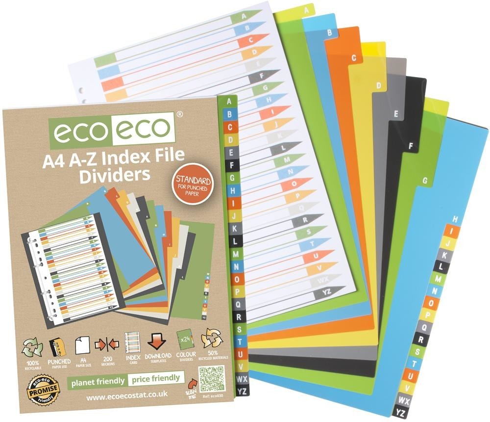 Eco-Eco Eco030 A4 Set 24 A-Z Index File Dividers