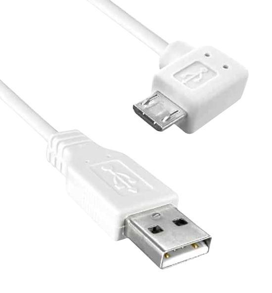Qualtek Electronics 3021089-10 Usb 2.0 A Male To Usb 2.0 Micro B Male Right Angled, 10Ft Length, 480Mbps, White Color 97Ac8913